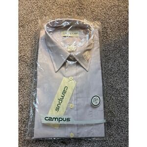 Campus Mens Half Sleeve Button Down Dress Shirt Size 16‎ New With Tags